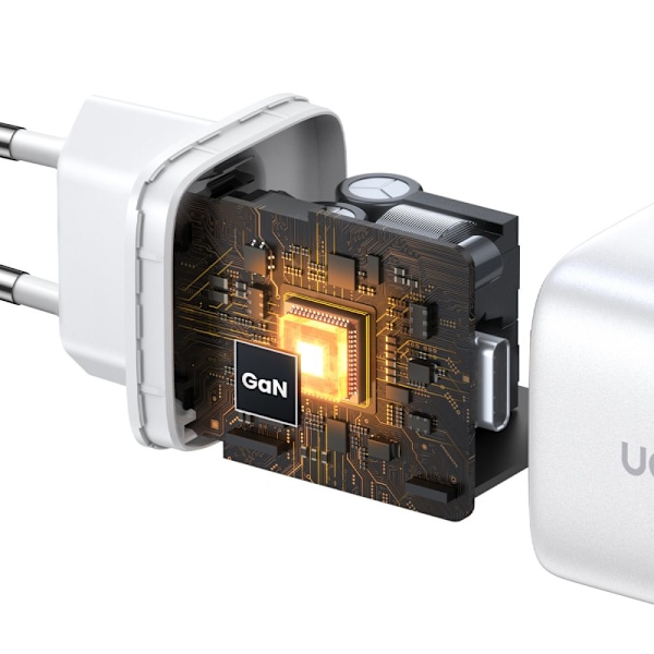 GaN hurtiglader 2 x USB-C 45W QC PD Ugreen CD294 - hvit