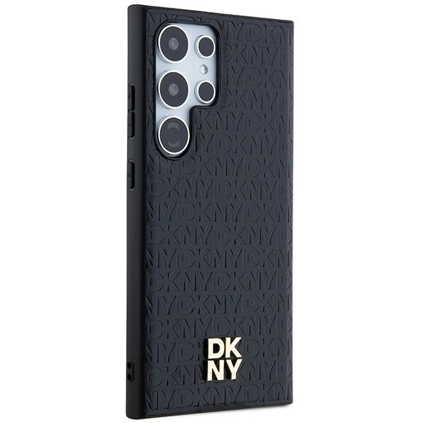DKNY lærmønster metalllogo MagSafe-deksel til Samsung Galaxy S24 Ultra - Svart