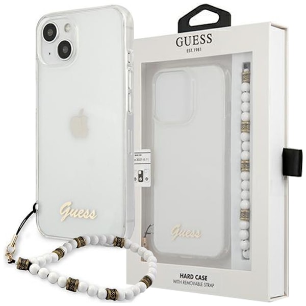 Guess GUHCP13SKPSWH iPhone 13 mini 5.4 gjennomsiktig hardt deksel White Pearl