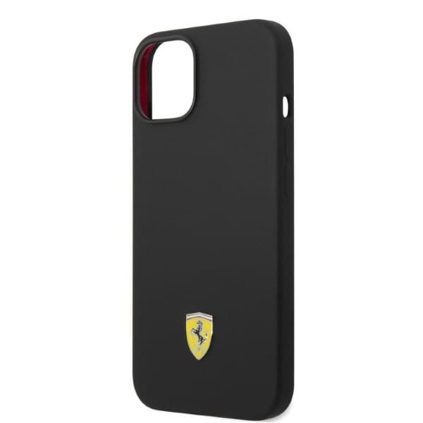 FERRARI SILIKONE METAL LOGO MAGSAFE ETUI TIL IPHONE 14 PLUS - SORT