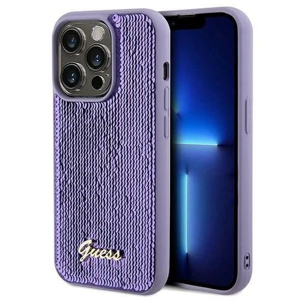 Guess Sequin Script metalldeksel til iPhone 13 Pro / 13 - lilla