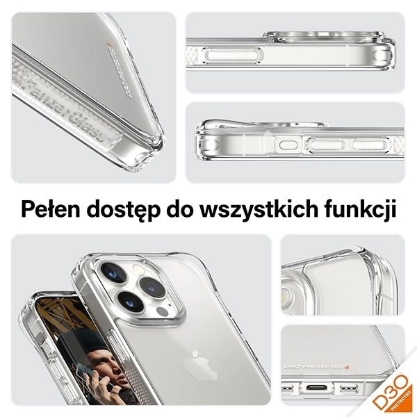 PanzerGlass HardCase med D3O og Military Grade-sertifisering for iPhone 15 Pro - Gjennomsiktig