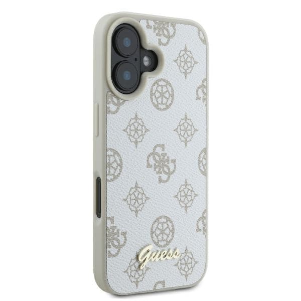 Guess GUHMP16SPGPYSH iPhone 16 6,1" vit/vit hårdfodral Peony Script Logo MagSafe