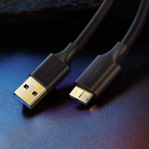 UGRØN KABEL USB-A 3.0 - MICRO USB-B SUPERSPEED 5GB/S 1M SORT