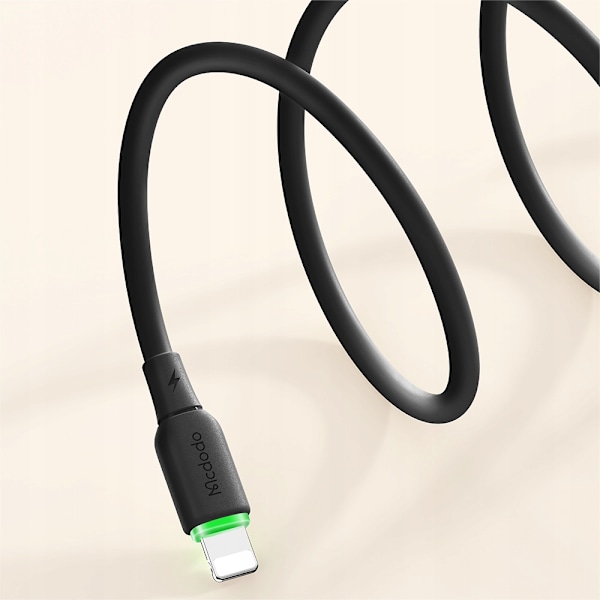 MCDODO LADDARE USB LIGHTNING SNABBLADDNINGSKABEL FÖR IPHONE 1M LED SVART