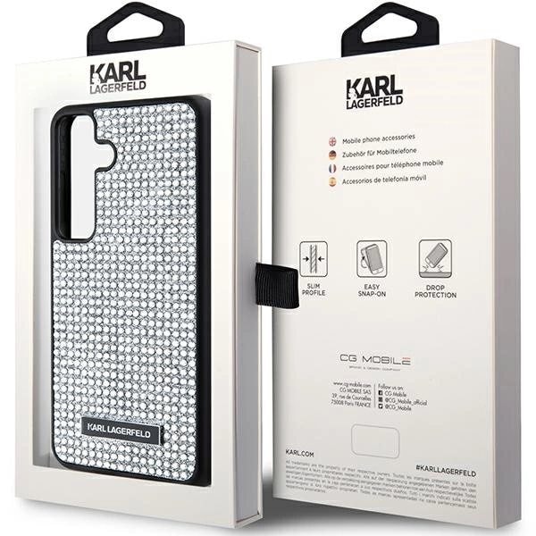 Karl Lagerfeld Rhinestone Metal Logo Deksel til Samsung Galaxy S24 - Sølv