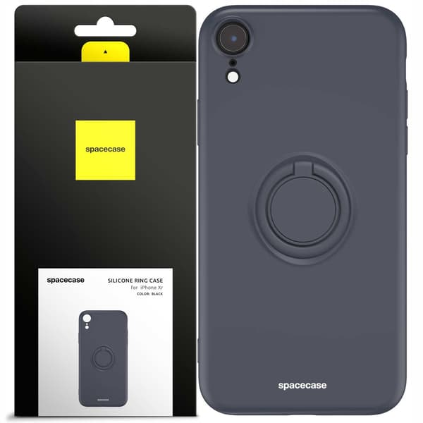 Spacecase Skyddande Silikonfodral För Iphone Xr Svart Med Ring