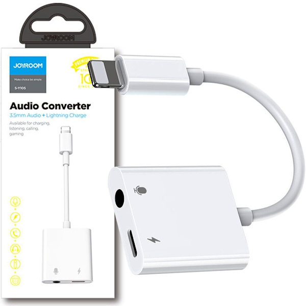 Joyroom-hodetelefonadapter Lightning-adapter - Lightning (lading) / 3,5 mm Mini Jack White (S-Y105)
