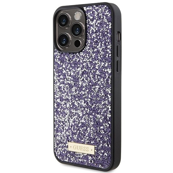 Guess Rhinestone Metal Logo beskyttelsesdeksel til iPhone 15 Pro Max - rosa