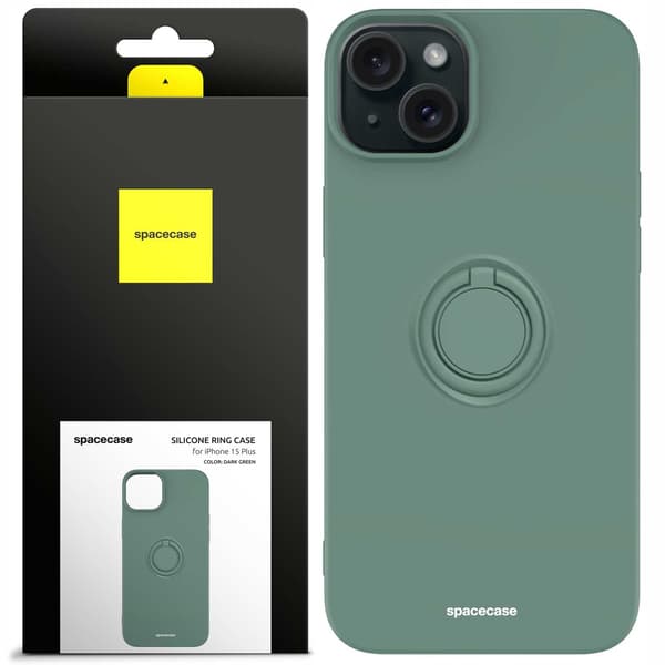 Spacecase Silikonringsfodral För Iphone 15 Plus Mörkgrön