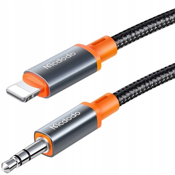 MCDODO AUX KABEL IPHONE X 14 ADAPTER LYNADAPTER MINIJACK SPIRAL FJÄDER 2M