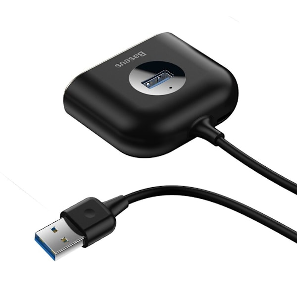 Baseus Square rund 4 i 1 USB-hubadapter (USB3.0 TIL USB3.0*1+USB2.0*3) 1m svart (CAHUB-AY01)