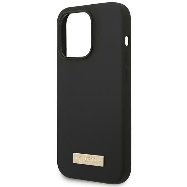 Guess GUHMP14LSBPLK iPhone 14 Pro 6.1 svart/svart hardt deksel Silikon Logo Plate MagSafe
