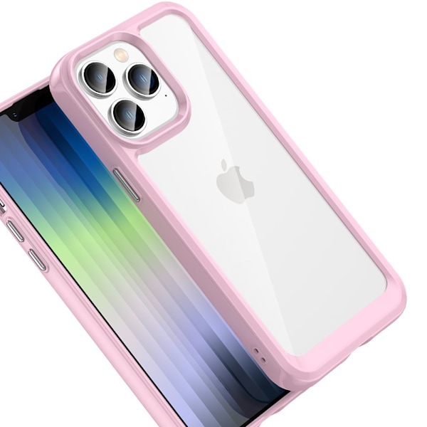 Outer Space Case iPhone 14 Pro hardt deksel med gelramme, rosa