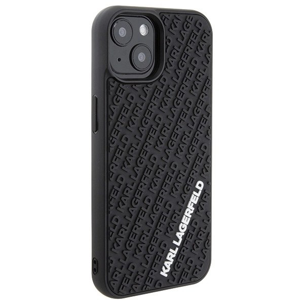KARL LAGERFELD 3D RUBBER MULTI LOGO COVER TIL IPHONE 15 - SORT
