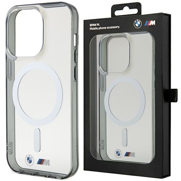 BMW BMHMP14SHCRS deksel til iPhone 14 - gjennomsiktig hardt deksel Silver Ring MagSafe