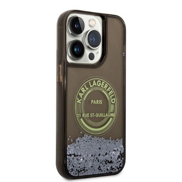 KARL LAGERFELD LIQUID GLITTER RSG ETUI TIL IPHONE 14 PRO - SORT