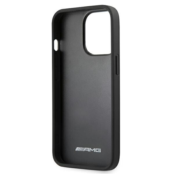 AMG AMHCP13LDOLBK iPhone 13 Pro / 13 6,1" svart/svart hårdfodral Läder Hot Stamped