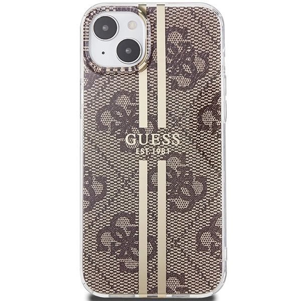 Guess IML 4G Gold Stripe-deksel til iPhone 15 Plus / 14 Plus - brun
