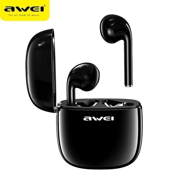 AWEI Bluetooth 5.0 T28 TWS hörlurar + dockningsstation svart/svart