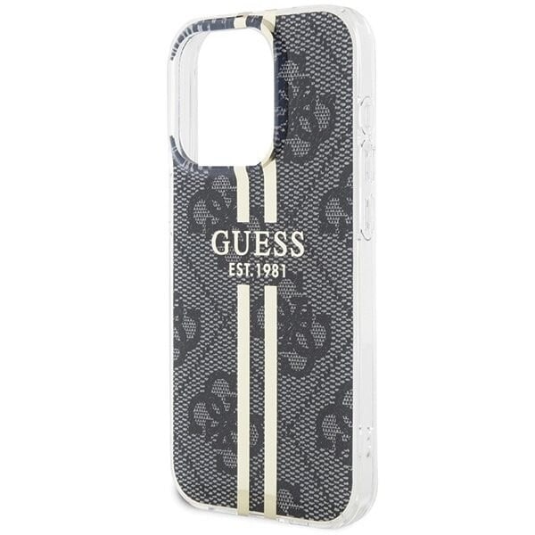 Guess IML 4G Gold Stripe beskyttelsesdeksel til iPhone 15 Pro Max - svart