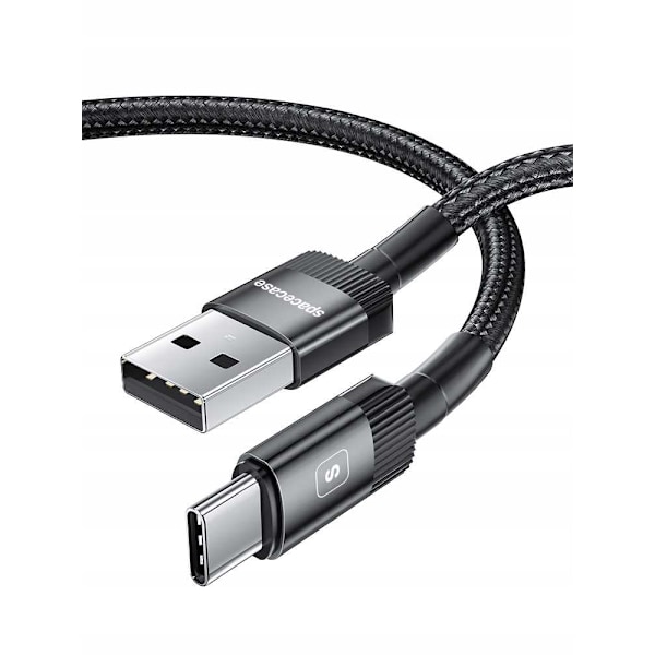 Utrymdsfodral Usb-C Till Usb Typ C-Kabel 1M 3A Svart För Snabbladdning