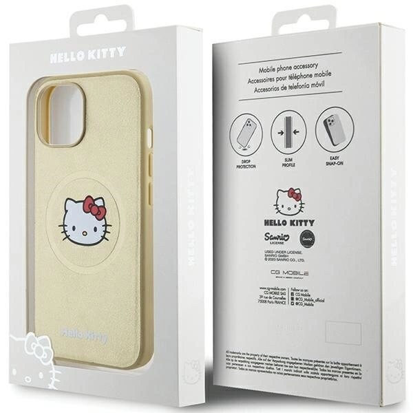 Hello Kitty Läder Kitty Head MagSafe fodral till iPhone 14 - guld