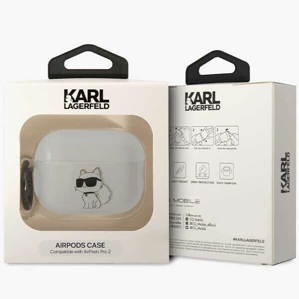 Karl Lagerfeld KLAP2HNCHTCT-deksel for AirPods Pro 2-deksel - Gjennomsiktig Ikonik Choupette