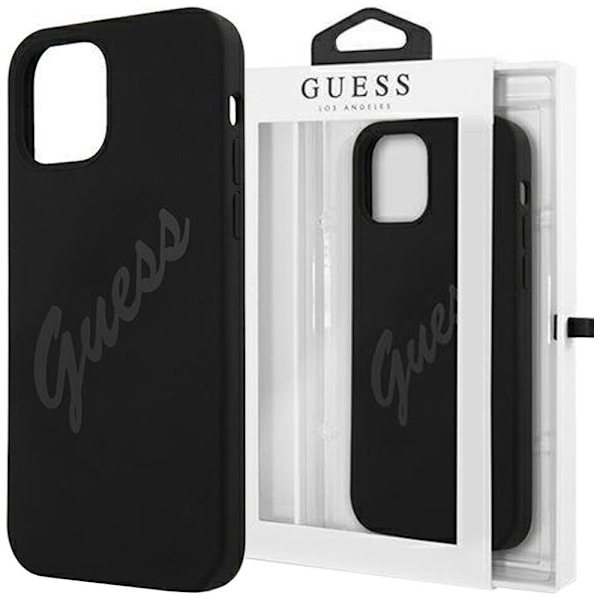 Guess GUHCP12LLSVSBK iPhone 12 Pro Max 6.7 svart/svart hardt deksel Script Vintage