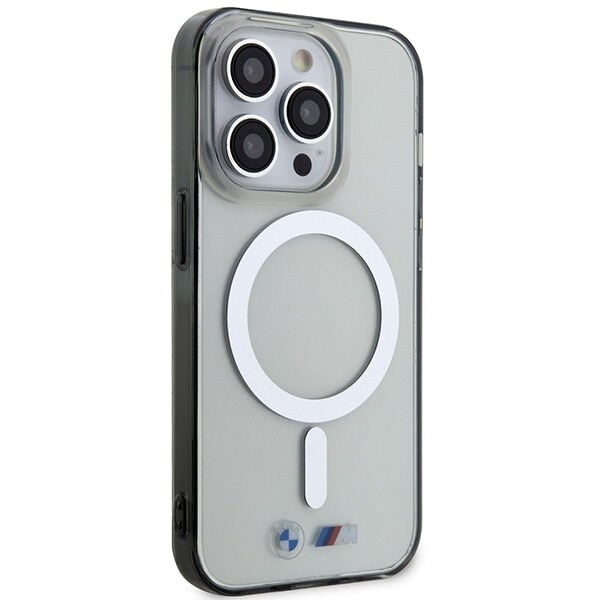 BMW BMHMP14XHCRS-deksel til iPhone 14 Pro Max 6.7 - gjennomsiktig hardt deksel Silver Ring MagSafe