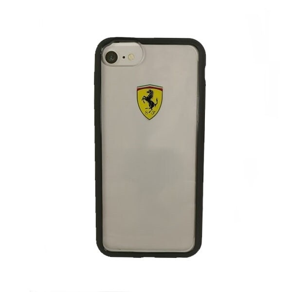 FERRARI TRANSPARENT COVER TIL IPHONE 7 / 8 / SE 2020 / SE 2022 - GENNEMSIGTIG OG SORT