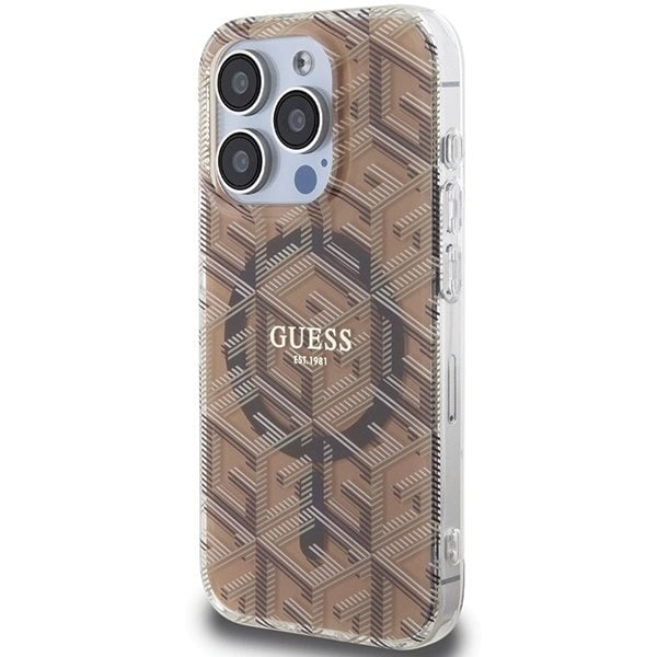 Guess IML GCube MagSafe-deksel til iPhone 15 Pro Max - brun