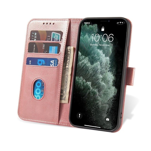 Magnetveske stilig etui med klaff og stativ for Xiaomi Redmi Note 11S / Note 11 rosa