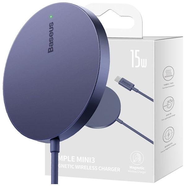 Baseus Simple Mini3 magnetlader MagSafe Qi 15W lilla
