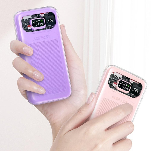 ACEFAST POWERBANK 10000MAH SPARKLING SERIES HURTIG OPLADNING 30W PINK