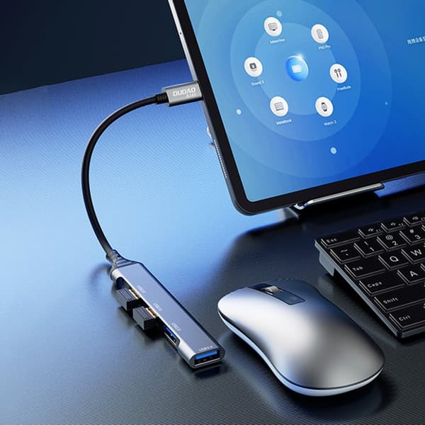 DUDAO HUB 4IN1 USB-C - 4X USB-A (3 X USB2.0 / USB3.0) 6,3 CM SORT