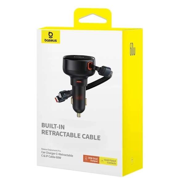 Baseus Enjoyment USB-C billader med USB-C / Lightning 60W kabel - svart