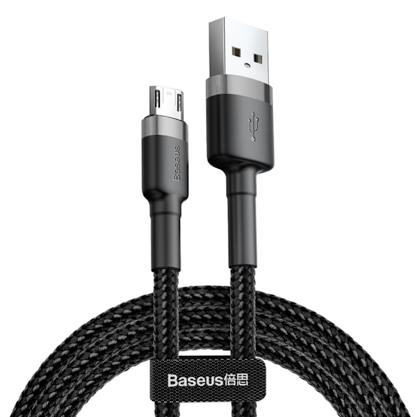 Baseus Cafule-kabel slitesterk nylonkabel USB / mikro-USB-kabel 1,5A 2M svart-grå (CAMKLF-CG1)