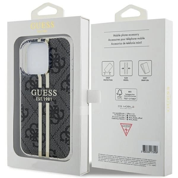 Guess IML 4G Gold Stripe beskyttelsesdeksel til iPhone 15 Pro - svart