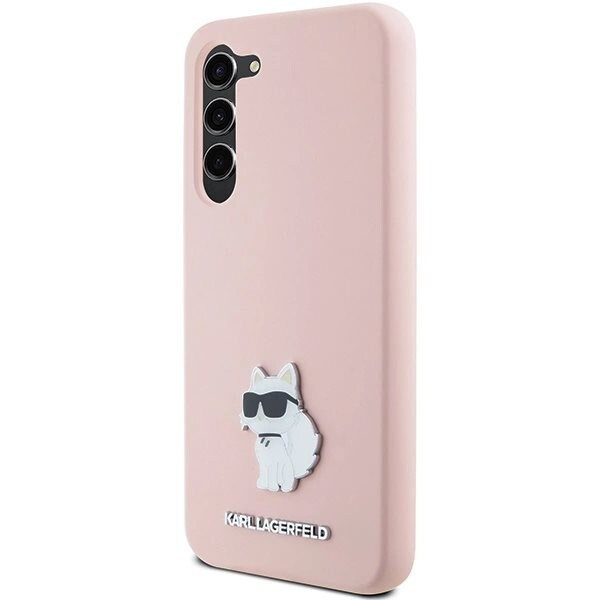 KARL LAGERFELD SILIKONE CHOUPETTE METAL PIN ETUI TIL SAMSUNG GALAXY S23 - PINK