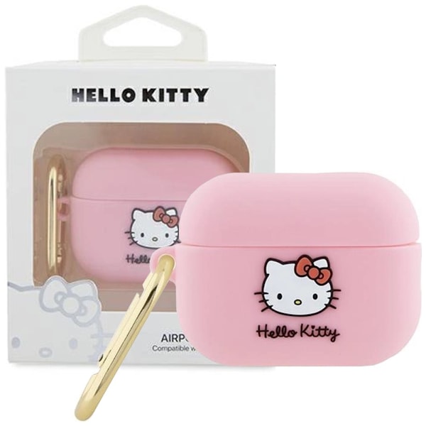 Hello Kitty Silikon 3D Kitty Head Case for AirPods Pro 2 (2022/2023) - Rosa