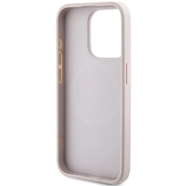 Guess 4G Collection Leather Metal Logo MagSafe-deksel til iPhone 15 Pro - Rosa