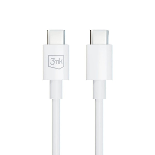 3mk Hyperkabel USB-C / USB-C 100W 1,2m - hvit