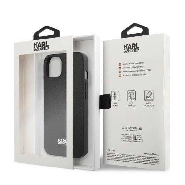 KARL LAGERFELD SAFFIANO PLAQUE COVER TIL IPHONE 13 MINI - SORT