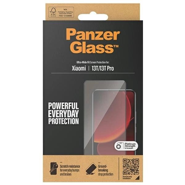 PANZERGLASS ULTRA-WIDE FIT ANTIBAKTERIELT HÆRDET GLAS TIL XIAOMI 13T / 13T PRO - MED SORT RAMME