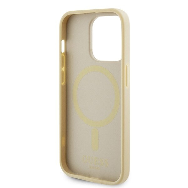 Guess GUHMP15XPSAHMCB iPhone 15 Pro Max 6.7 gull/gull hardt deksel Saffiano MagSafe