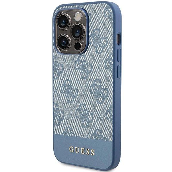 Guess 4G Stripe Collection-deksel til iPhone 15 Pro - blå