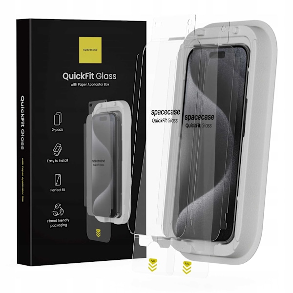 Spacecase Quickfit Härdat Glas För Iphone 15 Pro Max Skärmskydd