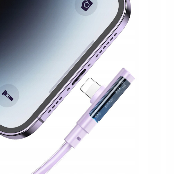 MCDODO ANGLE USB LIGHTNING PLATKABEL 36W IPHONE 13 14 LILLA 1M