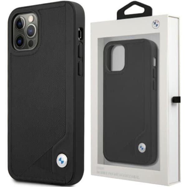 BMW LÆDER DEBOSS ETUI TIL IPHONE 12 MINI - SORT
